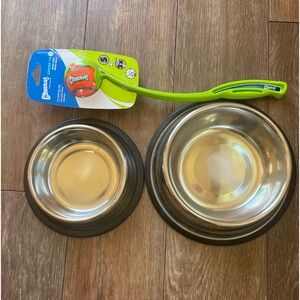 Chucker for small dogs ( new) stainless steel bowls